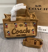 Coach x Disney Mickey Mouse Tan Canvas Mini Cargo Tote Bag