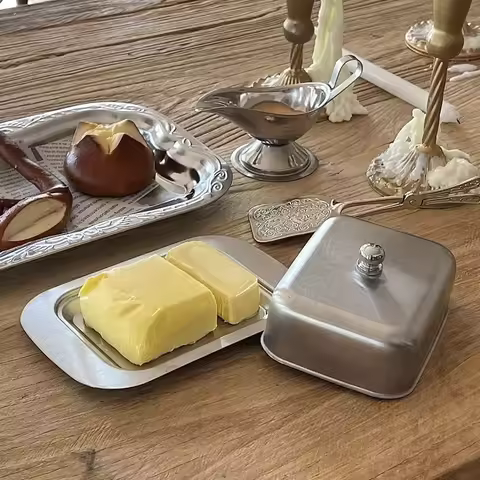 Stainless Steel Butter Dish with Lid Butter Cheese Storage Box Cheese Dish Butter Plate with Lid But