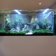 Aquarium Aquascape Design Full set Tema Natural dengan  Air Terjun