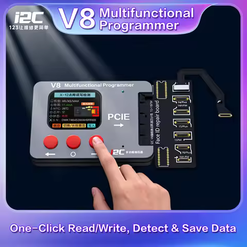 i2c V8 Multifunctional Programmer: Face ID Dot Projector Repair Tool & Flex Cable Chips for iPhone X
