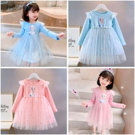 READY STOCK kids girl princess frozen dress tutu party birthday baju raya budak