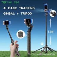 TNW C16 Face Tracking Tripod Multi-Function AI Tracking Selfie Stick Gimbal Stabilizer for Phone