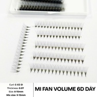 Pre-made 6D eyelashes with super beautiful wire 0.07 thick, 500 fans/box curved C-CC-D, small glue l