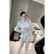 SET T-SHIRT MIXED WITH LACE SKIRT 3 Piece WITH PROTECTIVE PANTS Q3T DESIGN