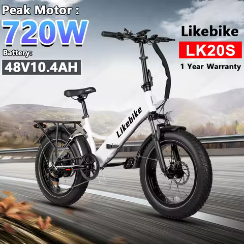 LikeBike Lk20S Aldult Electric Bike 720W Peak Power 48V10.4AH Battery E Bike Color LCD Display 20-in