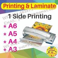 LAMINATE SERVICE Print colour siap laminate A6 A5 A4 A3 文件打印颜色单双面 和过胶 1 & 2 SIDE