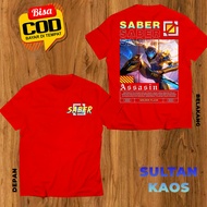 SULTAN KAOS DEWASA DAN ANAK MOBILE LEGEND SABER GOLDEN FLASH BAJU ML SABER ASSASIN TSHIRT MLBB BISA 