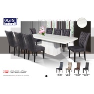 TSM01 C-3006 1+8 Seater Grade A Italy Marble Dining Set With High Quality Turkey Leather Cushion Chair / Dining Table /