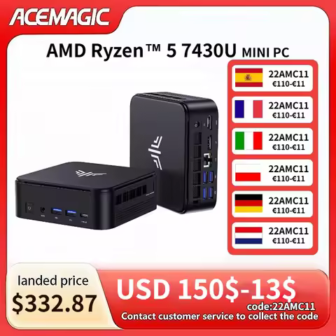AMD Ryzen 5 7430U 6-Core Mini Gaming PC | 16GB RAM 512GB SSD Desktop Computer | Triple Display Suppo