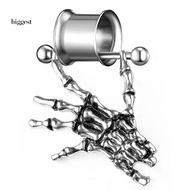 BGT Fashion Unisex Skeleton Hand Pendant Barbell Ear Flesh Tunnel Expander Piercing