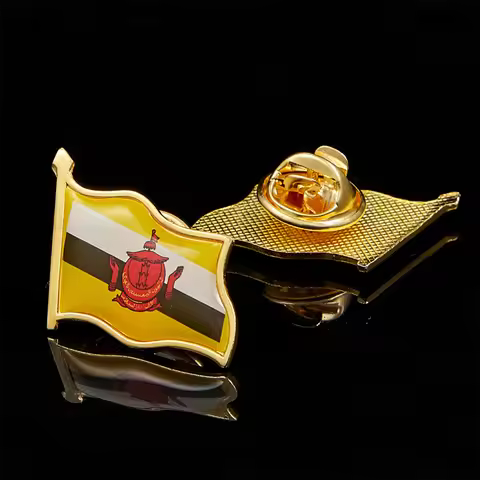 Brunei National Flag Lapel Pin Badge Epoxy Butterfly Back Button Pin Brooch Accessories