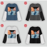 Population Official T-shirt Double layer long sleeve Streetwear Streetwear Unisex