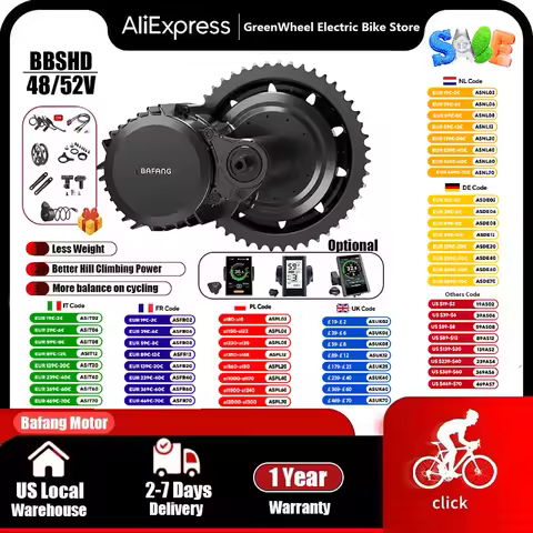 Bafang 48V 52V 1000W Mid Drive Motor BBSHD BBS03 EBike Kits BB 68/100mm Powerful Bicycle Engine Elec