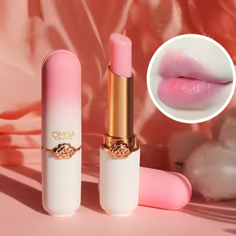 Peach flavored colored lip balm, long-term nourishment and moisturizing for dry and cracked lips in 