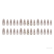 24PCS Super Long Almond Fake Nails Cats Eye Màu sắc thiết kế bóng có kết cấu bóng giả TF-Uni-VN