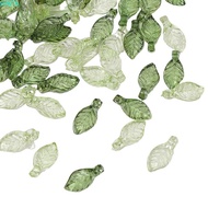 VINTA Green Transparent Leaf Shape Beads, Leaf Shape Acrylic Beads Green Acrylic Leaf Beads, Handmad