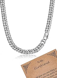 Cuban Link Chain Necklace for Men Women, 5/7/10MM Stainless Steel Silver Chain for Men, Anniversary