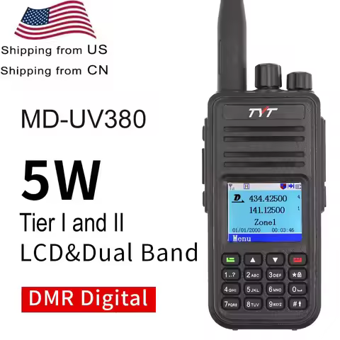 TYT MD-UV380 DMR Digital Two Way Radio Dual Band 136-174Mhz & 400-480MHz MD-380 Dual Time Slot Trans
