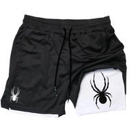 2025 Summer New Spider Men's Sports Shorts 2 in 1 Gym Running Shorts Casual Jogging Sportswear