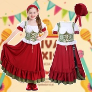 4PCS German Oktoberfest Costume For Kids Girl  Bavaria Traditional Folk Festival suit Halloween Carn