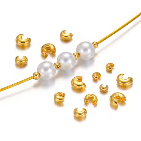 50pcs Stainless Steel PVD Plated Open Crimp End Bead Stopper Necklaces Bracelets Spacer Beads for DI