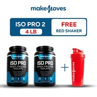 MakeMoves Whey ISO Pro สูตรลีน กล้ามชัด  (รสช็อคโกแล็ต)  สีน้ำเงิน  2 กระปุก แถม แก้วแดง