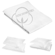 White Plain Single  Flat Bed sheet 100% Cotton Thread Count 200 Weight 800 grams Size 74" x 110" inc