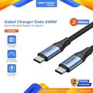 Vention Data Charger Cable Type C To Type C Fast Charging 240 Watt 5A Aluminum Alloy 2 Meters - TREB