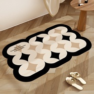 French Checkered Diatom Mud Floor Mat Bathroom Entrance Entrance Toilet Door Anti-slip Quick-drying 