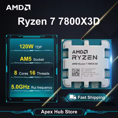 AMD Ryzen 7 7800X3D 4.2GHz 8-Core 16-Thread L3=96M 5NM DDR5 R7 7800X3D Processor 120W Socket AM5 No 
