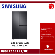 [ Delivered by Seller ] SAMSUNG 670L RS63R5591B4 Side-by-Side Fridge / Freezer / Refrigerator /Peti 