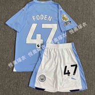 2025 23-24 Manchester City Home Jersey No. 9 Haaland No. 17 De Bruyne Foden Adult And Childrens Foot