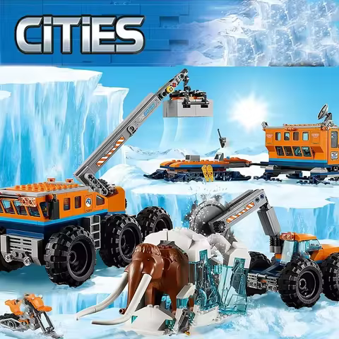 Ice Polar Series Building Blocks 60195 Arctic Mobile Exploration Base Crane Car Children's Toys Asse