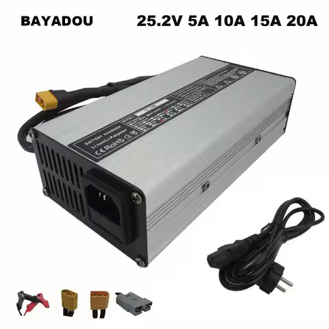 25.2V 10A 20A Lithium Fast Charger 6S 21.6V 22.2V 5A 15A li-ion 100AH Energy Storage RV Battery Char