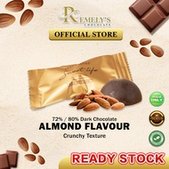 Remely’s Chocolate 🍫 Almond Flavour 72 Dark Chocolate 80 Dark Chocolate Individual Pack Pure Cocoa Butter Coklat Viral