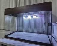 高質 木紋大魚缸 連LED燈 3尺長 超透 魚缸 Wooden fish tank Wooden Aquarium with LED Light