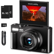 4K Digital Photography Camera，64MP Vlogging Camera，Applicable YouTube，Equipped3Inch180°Foldable Scre