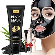 Blackhead Remover Mask Kit, Charcoal Peel Off Facial Mask with Brush and Pimple Extractors, Deep Cleansing for Face Nose Blackhead Pores Acne, For All Skin Types (3.5 Fl.oz)
