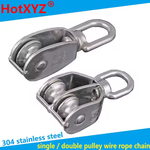 304 stainless steel single / double pulley wire rope chain traction fixed pulley lifting load pulley