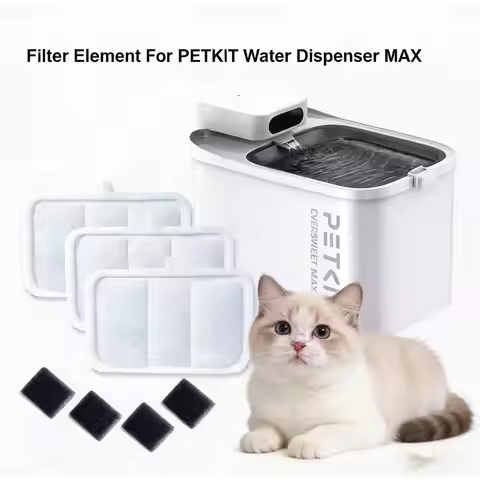 12Filters And 10Sponges Pack Cat Fountain Replacement For 3L PETKIT EVERSWEET MAX Cordless Water Dis