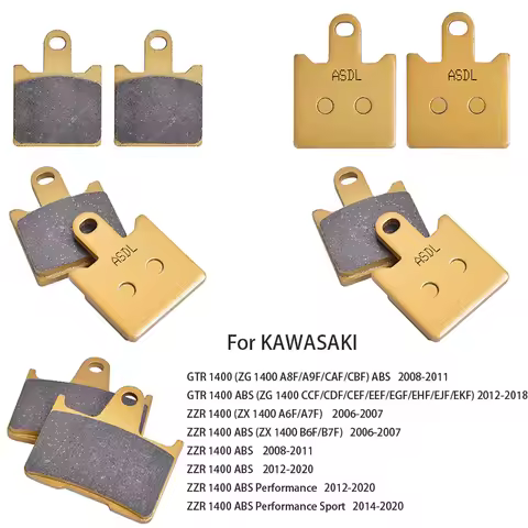Motorcycle Ceramic Fiber Front Rear Brake Pads for KAWASAKI GTR ZZR 1400 GTR1400 ZZR1400 ZX1400 ZG14