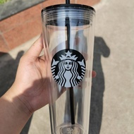 Starbuck ถ้วยพลาสติก Sippy ถ้วยสองชั้นถ้วยกาแฟ710มิลลิลิตรความจุขนาดใหญ่สำนักงานกาแฟถ้วยนมสร้างสรรค์กล่องของขวัญ