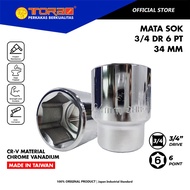 MATA TORA 34 mm 3/4 DR 6 PT Socket Bit - Shock Wrench Bit - Hand Socket - TAIWAN