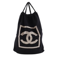 【日本直送】香奈兒 CHANEL 束繩後背包 雙肩包 運動系列 棉質 黑色 中性【二手】