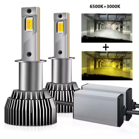 H11 LED Headlight Bulb Car Fog Light 9005 HB3 9006 HB4 H7 H1 H3 H4 White And Yellow Bi-color Canbus 