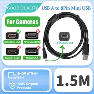 【มีสินค้าพร้อมส่ง】สายเคเบิลกล้องตัวผู้ USB มินิ USB ตัวผู้8พินสำหรับ DSC-W800โซนี่ไซเบอร์ช๊อต/DSC-W810กล้อง Nikon Olympus Pentax