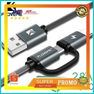 2 in 1 Micro USB + USB Type C Charger Cable QC3.0 2.8A 100cm