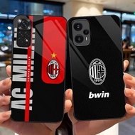 AC Milan 06 Glass Phone Case For Xiaomi Redmi Note 13 Pro Plus 12 4G 11 10 5G 9 Cover
