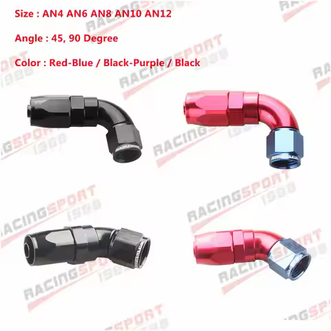 ADLERSPEED AN4 AN6 AN8 AN10 AN12 45 Degree 90 Degree Swivel Hose End Fitting Adapter Aluminum Black/
