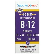 Superior Source, Methylcobalamin B-12, B-6 & Folic Acid, 5,000 mcg, 60 MicroLingual Instant Dissolve